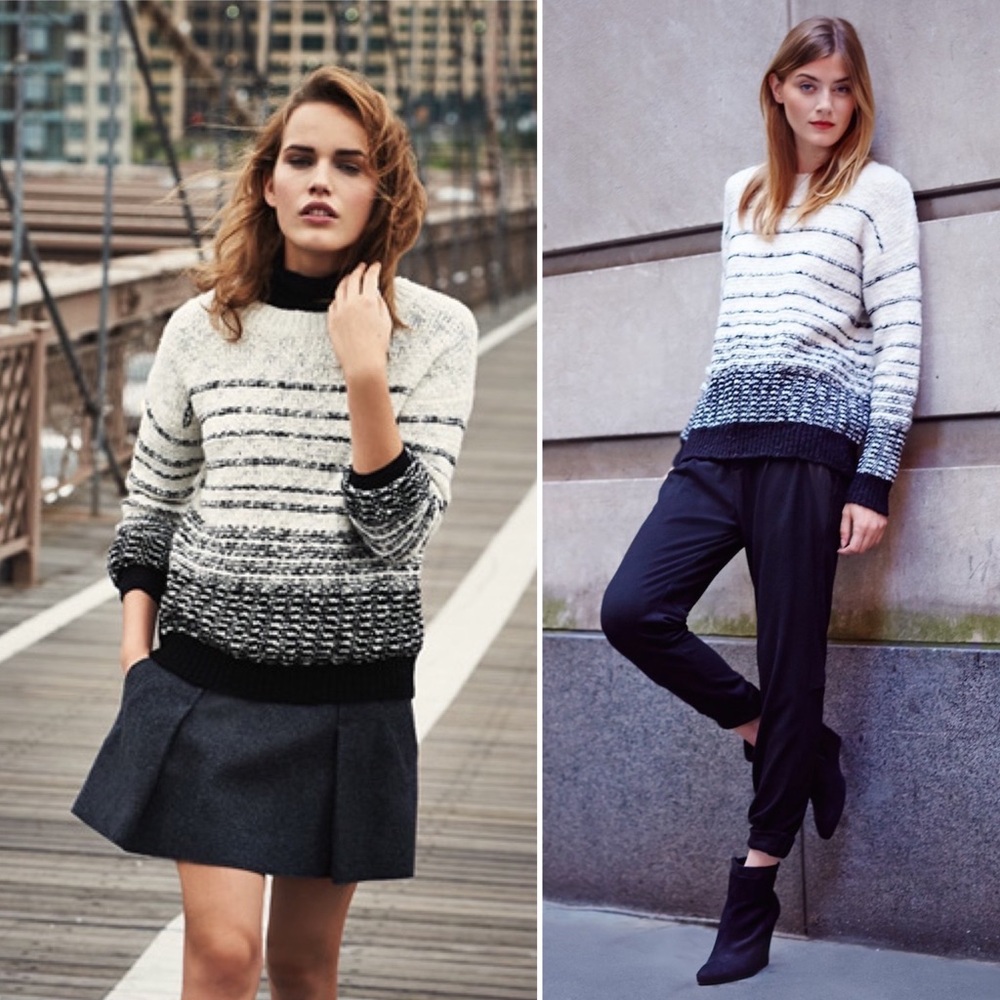 Vince Textured Stripe Wool Blend Sweater